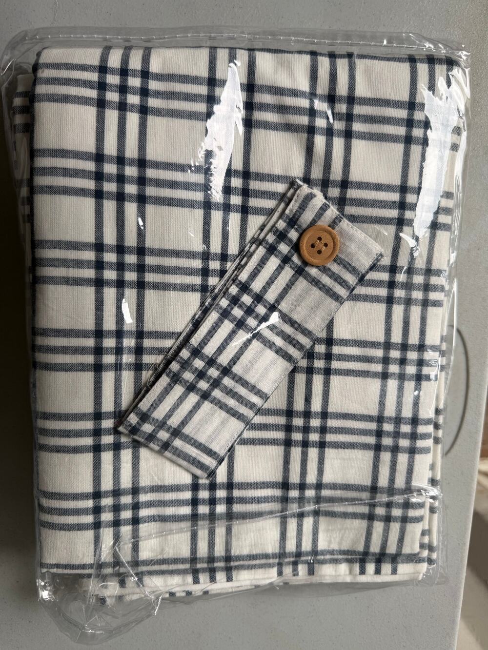 VHC APRIL & OLIVE SAWYER Mill blue plaid door panel 72x40